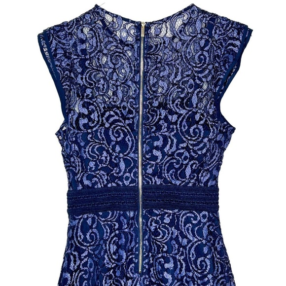RACHEL Rachel Roy Dress Lined Cap sleeves Lace Gold zip Navy/light blue Size 4 - Picture 9 of 12